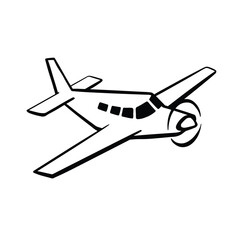 icon symbol of hang glider, airplane with screw, propeller vector monochrome