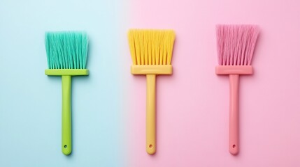 Cleaning Supplies Neatly Displayed Against Pastel Colored Background