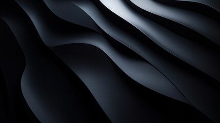 Fototapeta premium Abstract dark background with smooth flowing lines. Radiant lines create fluid patterns. Visual effect ideal for contemporary design. Modern minimalist style. Engaging focal point. Black backdrop.