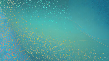 Fototapeta premium Teal light burst abstract beautiful rays on dark background with mint and golden sparkles