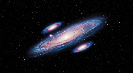 Obraz premium Majestic Spiral Galaxies in Deep Space Cosmic Nebulae