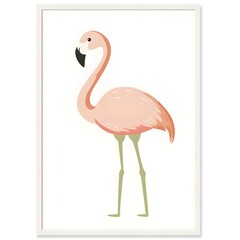 Minimalist Flamingo Poster for Calm and Cozy Children s Room Decor