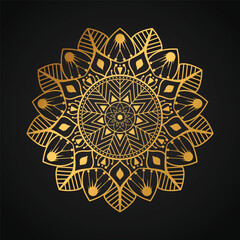 Simple and beautiful luxury mandala vector illustration on black background