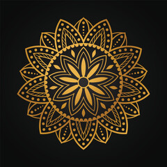 Simple and beautiful luxury mandala vector illustration on black background