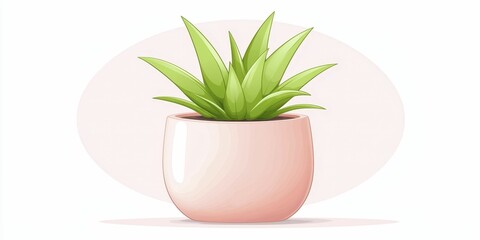 Cactus in a Pot Green succulent plant in a pink pot on a soft background