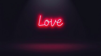 A glowing pink love logo illuminates a dark background, symbolizing romance and affection. It captures the spirit of Valentine's Day and expressions of love