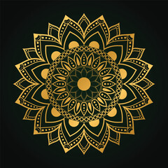 Simple and beautiful luxury mandala vector illustration on black background