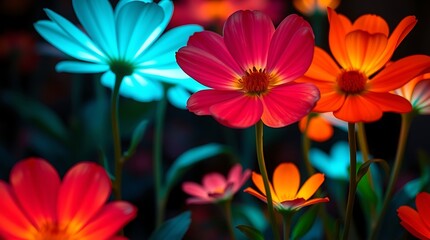 Fototapeta premium Close-Up of Vibrant gloing Flowers in Bloom with Soft Focus Background