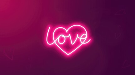 A vibrant neon love logo glows in pink hues, symbolizing affection and togetherness during Valentine's Day festivities, capturing the essence of love and connection
