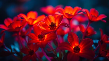 Fototapeta premium Close-Up of Vibrant gloing Flowers in Bloom with Soft Focus Background
