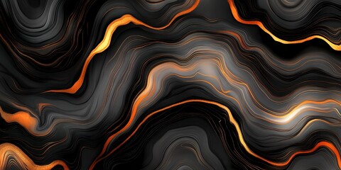 Abstract Black and Gold Marble Texture Swirling Liquid Pattern Elegant Luxury Design Background