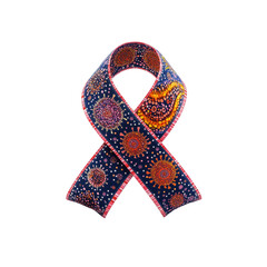 Awareness Ribbon with Virus Pattern Symbol of Pandemic and Global Health Crisis