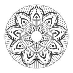 Simple and beautiful mandala coloring page vector illustration on white background