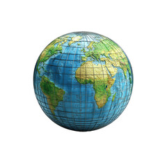 Fototapeta premium Detailed 3D Render of a Rotating Earth Globe with Latitude and Longitude Lines