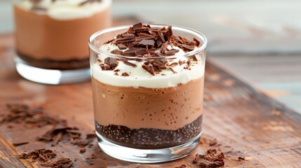 Chocolate Mousse with Cream and Chocolate Shavings