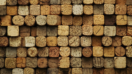 A wall adorned with wine corks creates a rustic look.