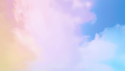 dreamy pastel colored cloudscape with soft pink, blue, and yellow tones, perfect for abstract designs, backgrounds, or digital art