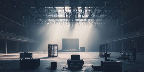 Preparations underway for an upcoming live event.