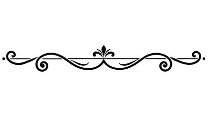 Ornamental Filigree Decorative Divider Line with Symmetric Abstract Floral Flourish Border