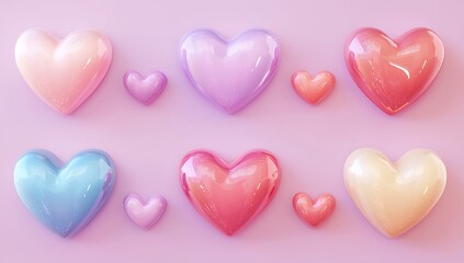 Obraz premium Group of Vibrant Colorful Hearts