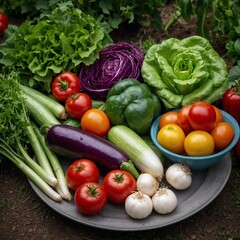 Vibrant Assortment of Fresh Vegetables in a Garden