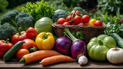 Vibrant Assortment of Fresh Vegetables in a Garden