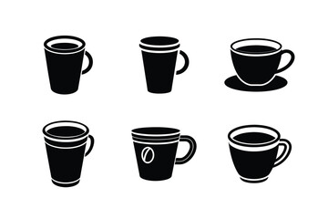 set of cups silhouette art