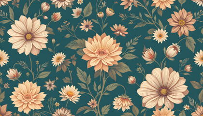 Elegant Retro-Inspired Floral Decorative Pattern

