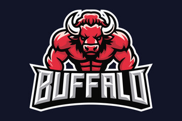 Buffalo mascot logo design vector