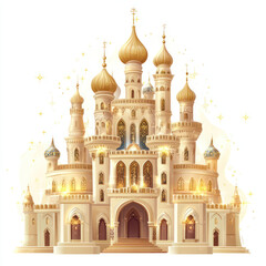 Obraz premium Majestic Fairy Tale Castle with Golden Domes