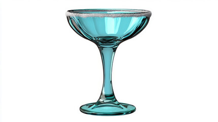 Elegant Teal Cocktail Glass with Sugar Rim, Ready to Serve!
