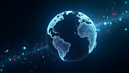 Digital world globe, concept of global network and connectivity on Earth, high speed data transfer and cyber technology, information exchange and international telecommunication