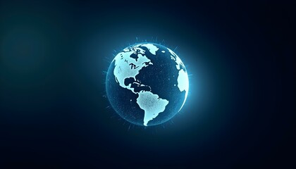 Fototapeta premium Digital world globe, concept of global network and connectivity on Earth, high speed data transfer and cyber technology, information exchange and international telecommunication