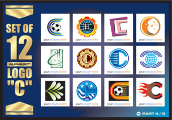 Business Corporate Logo Set, Alphabet abstract logos, Flat Icons For Business Template Logo, Square Elements, Website, Business Symbol And Circle Elements