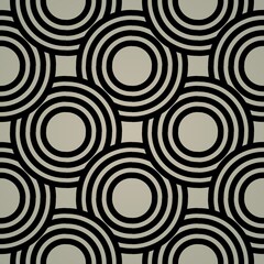 Intricate black and white circular pattern creates an abstract design suitable for modern interiors or artistic projects
