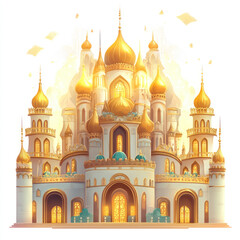 Fototapeta premium Majestic Golden Dome Palace in Fantasy Style
