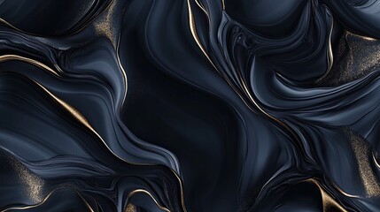 Fototapeta premium A dynamic, abstract luxury design with fluid, golden accents on a sleek dark backdrop. The swirling patterns convey opulence and sophistication, ideal for high-end branding.