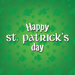 happy st. patrick's day lettering over green shamrock background 