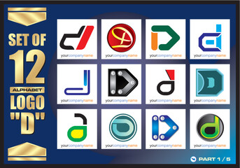 Business Corporate Logo Set, Alphabet abstract logos, Flat Icons For Business Template Logo, Square Elements, Website, Business Symbol And Circle Elements