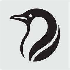 Minimalist Penguin Head Silhouette Vector Illustration