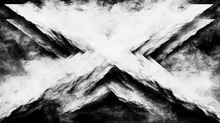 Abstract Monochromatic X-Shaped Mountainous Landscape
