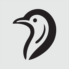 Minimalist Penguin Head Silhouette Vector Illustration