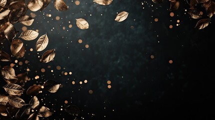 A luxurious black background with gold leaf detailing, evoking a sense of exclusivity and elegance. Ideal for creating premium visual content.