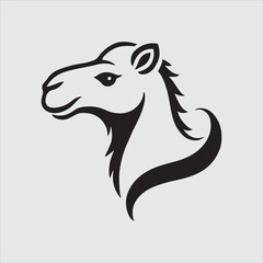 Minimalist Camel Head Silhouette Vector Illustration