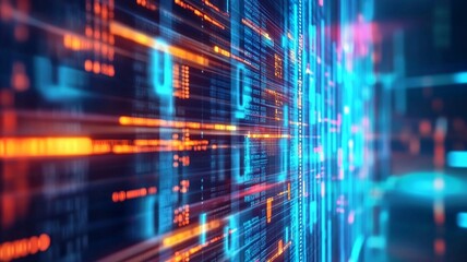 Fototapeta premium A Futuristic digital data flow with vibrant colors and glowing lines