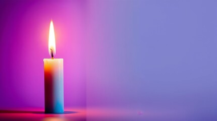 Burning candle with purple light for Holocaust Remembrance Day  
