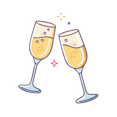 glass of sparkling wine vector icon, glass of sparkling wine vector illustration - simple illustration of glass of sparkling wine, perfect for logos,and glass of sparkling wine -themed designs.