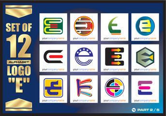 Business Corporate Logo Set, Alphabet abstract logos, Flat Icons For Business Template Logo, Square Elements, Website, Business Symbol And Circle Elements