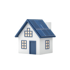 A modern house featuring solar panels on a sunny day, promoting sustainable living., isolated on a transparent background.