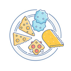 cheese platter vector icon, cheese platter vector illustration - simple illustration of cheese platter, perfect for logos,and cheese platter -themed designs.
